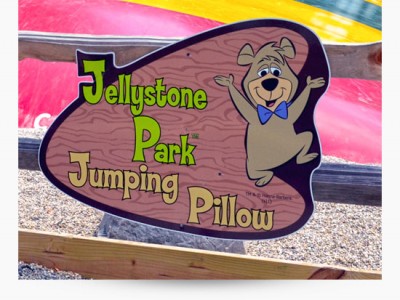 jumping pillow sign